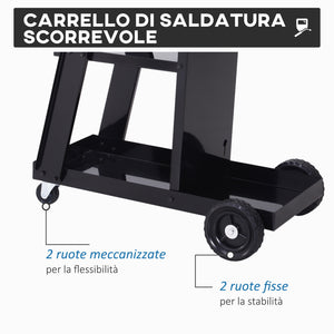 Easycomfort DURHAND Carrello Porta Utensili a 3 Ripiani con 2 Catene di Sicurezza, in Acciaio, 71x39x70 cm, Nero