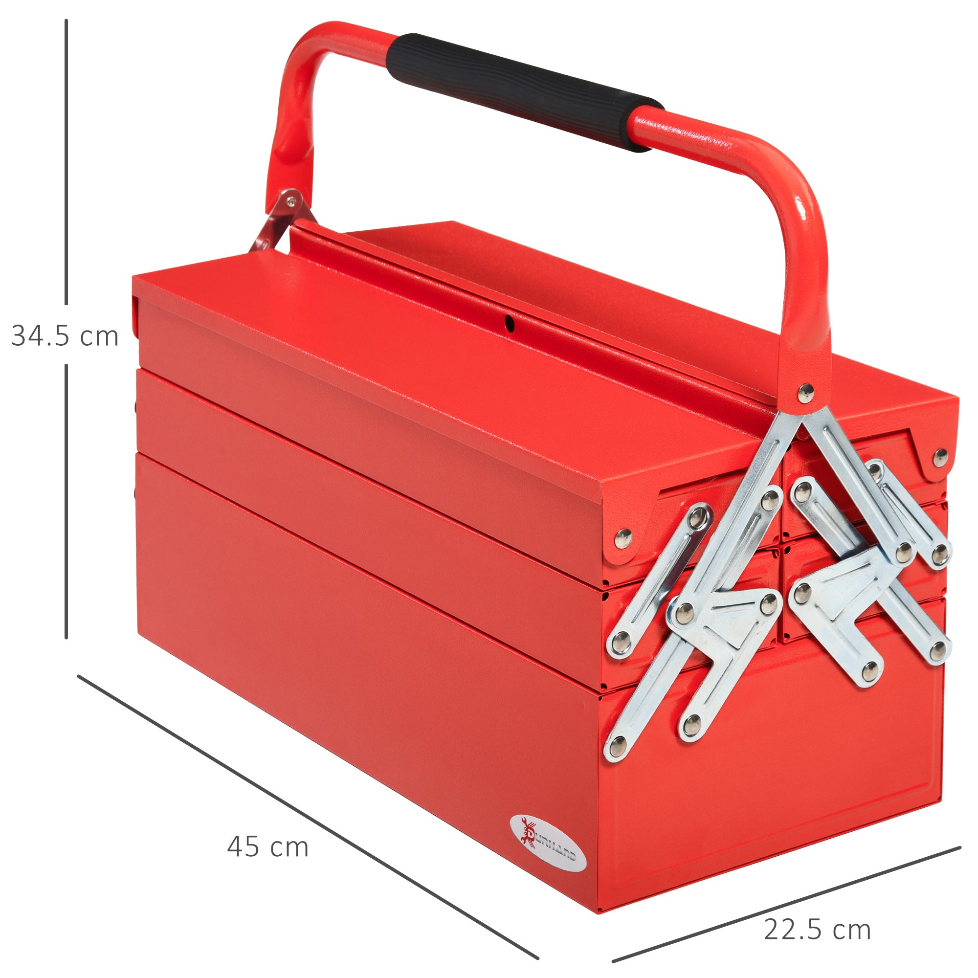 Easycomfort DURHAND Cassetta Porta Attrezzi in Metallo Pieghevole con 5 Vassoi, 3 Ripiani, Rosso