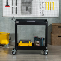 Easycomfort DURHAND Carrello Porta Attrezzi a 2 Ripiani in Acciaio, 84.5x38x84cm, Nero