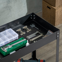 Easycomfort DURHAND Carrello Porta Attrezzi a 2 Ripiani in Acciaio, 84.5x38x84cm, Nero