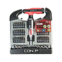 Mini cricchetto a T con inserti e bussole, set 48 pz.