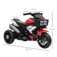 Moto Elettrica per Bambini 3-5 Anni (max. 25kg) con 3 Ruote, Luci e Suoni, Batteria 6V, Rosso, 86x42x52cm