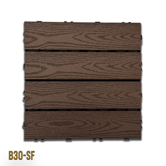 1mq (11 pezzi) di Pavimento Quadrotte in decking WPC da esterno 30X30cm (sp.2cm) inclusa struttura CLICK - B30-SF