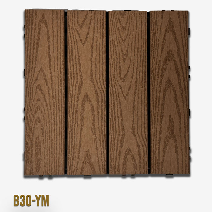 1mq (11 pezzi) di Pavimento Quadrotte in decking WPC da esterno 30X30cm (sp.2cm) inclusa struttura CLICK - B30-YM