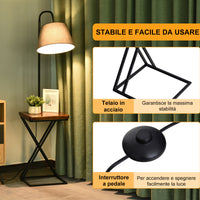 Easycomfort Lampada da Terra Moderna con Caricatore Wireless e Testa Flessibile per Soggiorno, Camera da Letto e Ufficio, 36x36x165 cm