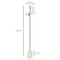 EASYCOMFORT  Lampada da Terra con 2 Paralumi a Sfera Lampada a Piantana Moderna Altezza 165cm - Oro