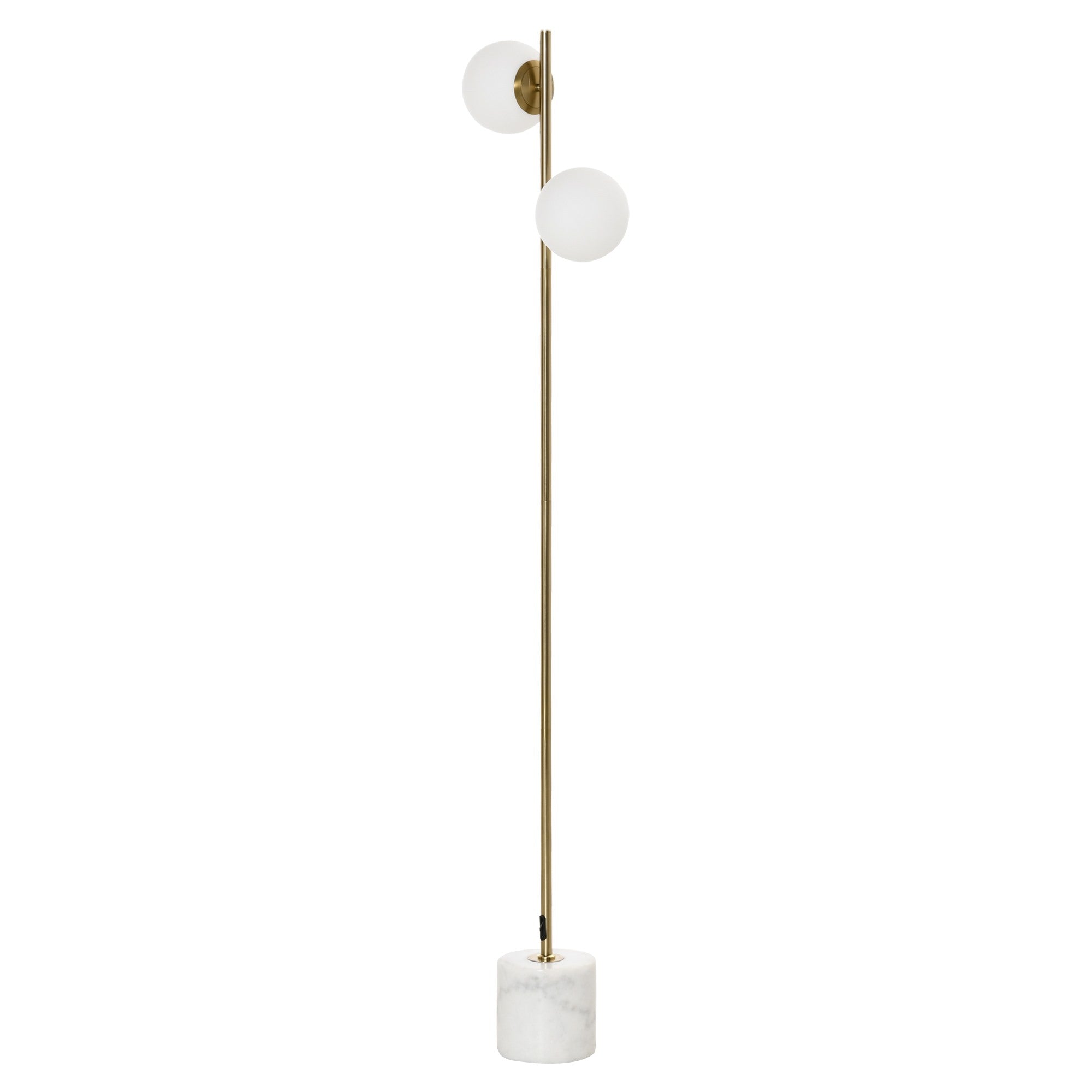 EASYCOMFORT  Lampada da Terra con 2 Paralumi a Sfera Lampada a Piantana Moderna Altezza 165cm - Oro