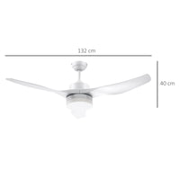 Easycomfort Ventilatore da Soffitto con Luce LED a 3 Modalità con Telecomando, 6 Velocità, ?132x40cm
