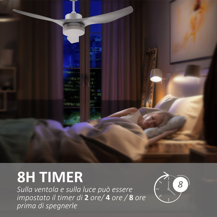 Easycomfort Ventilatore da Soffitto con Luce LED a 3 Modalità con Telecomando, 6 Velocità, ?132x40cm