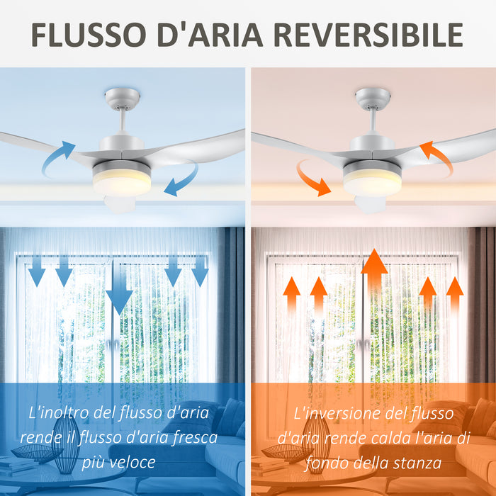 Easycomfort Ventilatore da Soffitto con Luce LED a 3 Modalità con Telecomando, 6 Velocità, ?132x40cm