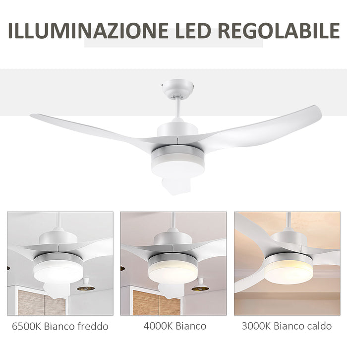 Easycomfort Ventilatore da Soffitto con Luce LED a 3 Modalità con Telecomando, 6 Velocità, ?132x40cm