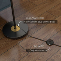 Easycomfort Lampada da Terra in Metallo ad Albero con 3 Paralumi in Vetro, Ø36x162 cm, Nero e Grigio