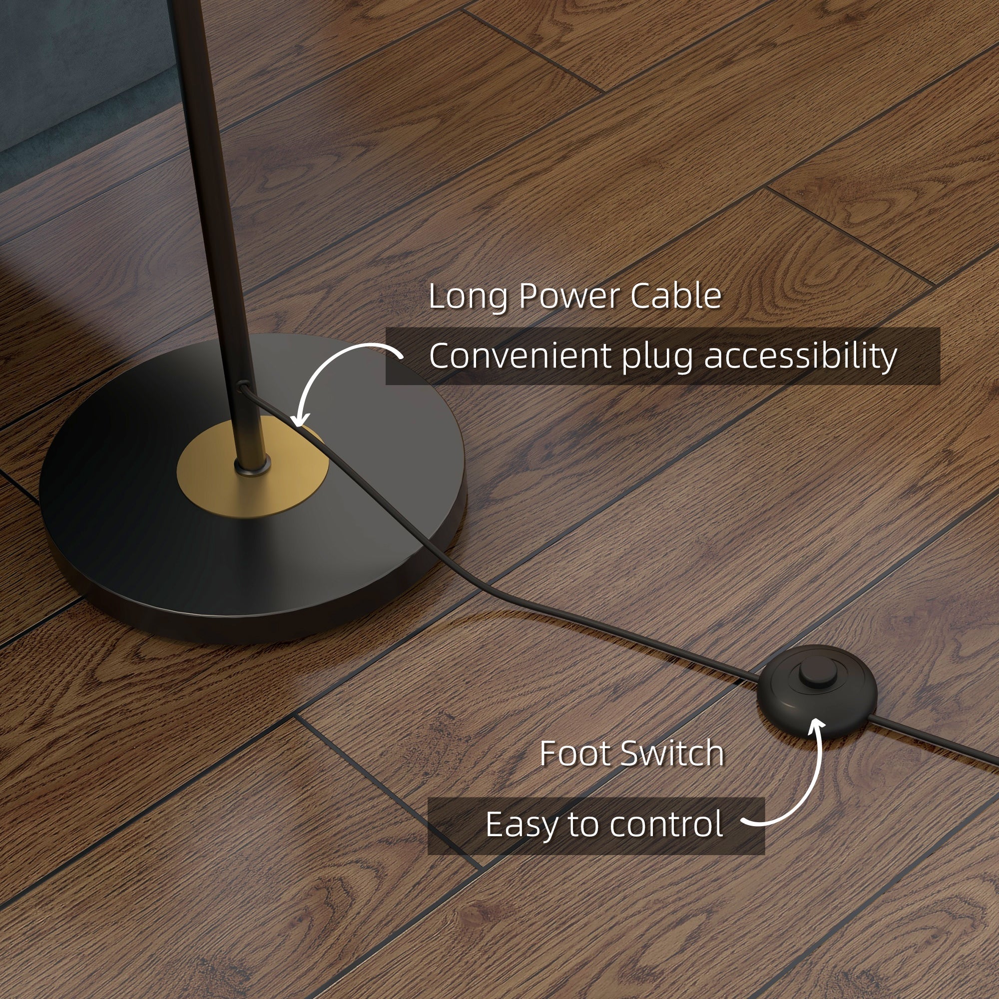 Easycomfort Lampada da Terra in Metallo ad Albero con 3 Paralumi in Vetro, Ø36x162 cm, Nero e Grigio