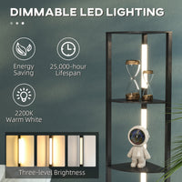 Easycomfort Lampada da Terra a Colonna in MDF con 4 Ripiani e Illuminazione a LED da 3000K, 41x29.5x163.5 cm, Nero