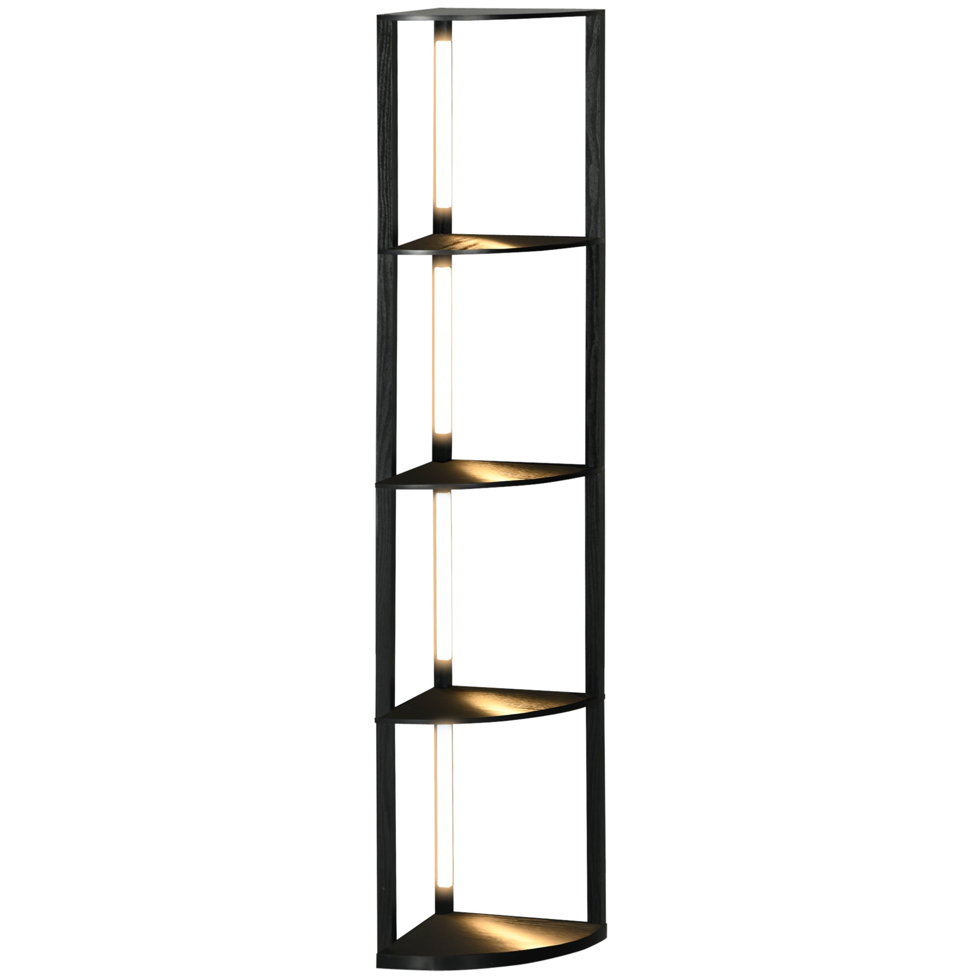 Easycomfort Lampada da Terra a Colonna in MDF con 4 Ripiani e Illuminazione a LED da 3000K, 41x29.5x163.5 cm, Nero