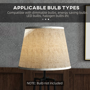 Easycomfort Lampada da Terra a 2 Ripiani in Metallo e MDF con Paralume in Tessuto, Ø42x166 cm, Nero e Marrone