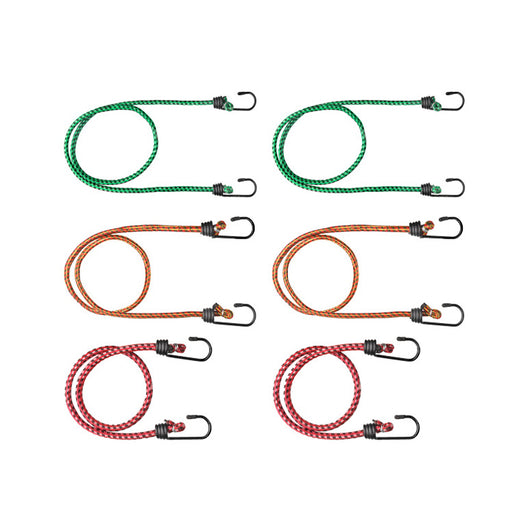 Cavo elastico assortito Ã˜ 8 da 600 a 1000 mm. con ganci plastificati 6 pz.