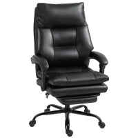 Sedia per Scrivania ad Altezza Regolabile e Reclinabile fino a 135°, in Pelle PU Nera, 65x76x113-121 cm