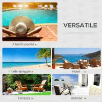 Lettino Prendisole a 2 Posti, Sdraio in Acciaio e Rattan, Schienale Regolabile, 196 x 120 x 28cm Grigio