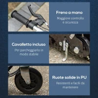 Monopattino Pieghevole per Bambini 7-12 Anni da 120W con Freno e Cavalletto, 75x37x98 cm, Nero