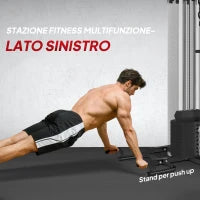 Stazione Fitness Multifunzione per Allenamento del Corpo, in Acciaio e PU, 225x175x200 cm, Nero