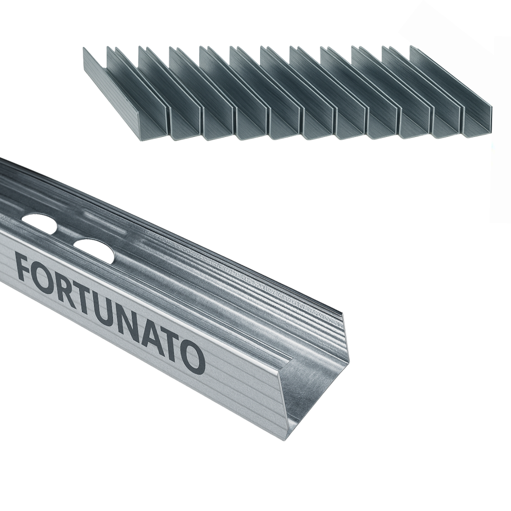 Montante c standard 2 m profilo preforato sp 0,6 mm fissaggio cartongesso 12 pz *** misure 47 x 99 x 50 mm, confezione 1