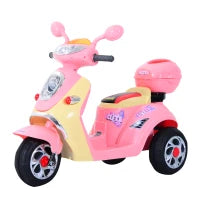 Moto Elettrica per Bambini Batteria 6V, Velocità 3km/h, Motorino Elettrica per Bambini 3-5 Anni con Luci e Musica, 108x51x75 cm, Rosa