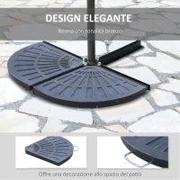 Set 2 Pesi per Ombrellone a Base a Croce da 28 kg con Design a Ventaglio, in Colofonia, 66x47x4.2 cm, Bronzo