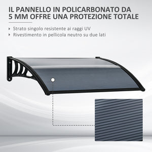 Easycomfort Tettoia in Policarbonato Anti-UV da Esterno per Porte e Finestre, 100x80cm