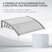 Easycomfort Tettoia in Policarbonato Anti-UV da Esterno per Porte e Finestre da 100x80 cm