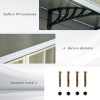 Easycomfort Tettoia da Esterno in Policarbonato per Porte e Finestre con Kit Montaggio 103x96.5x27cm - Marrone