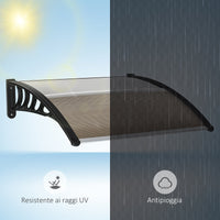 Easycomfort Tettoia da Esterno in Policarbonato per Porte e Finestre con Kit Montaggio 103x96.5x27cm - Marrone