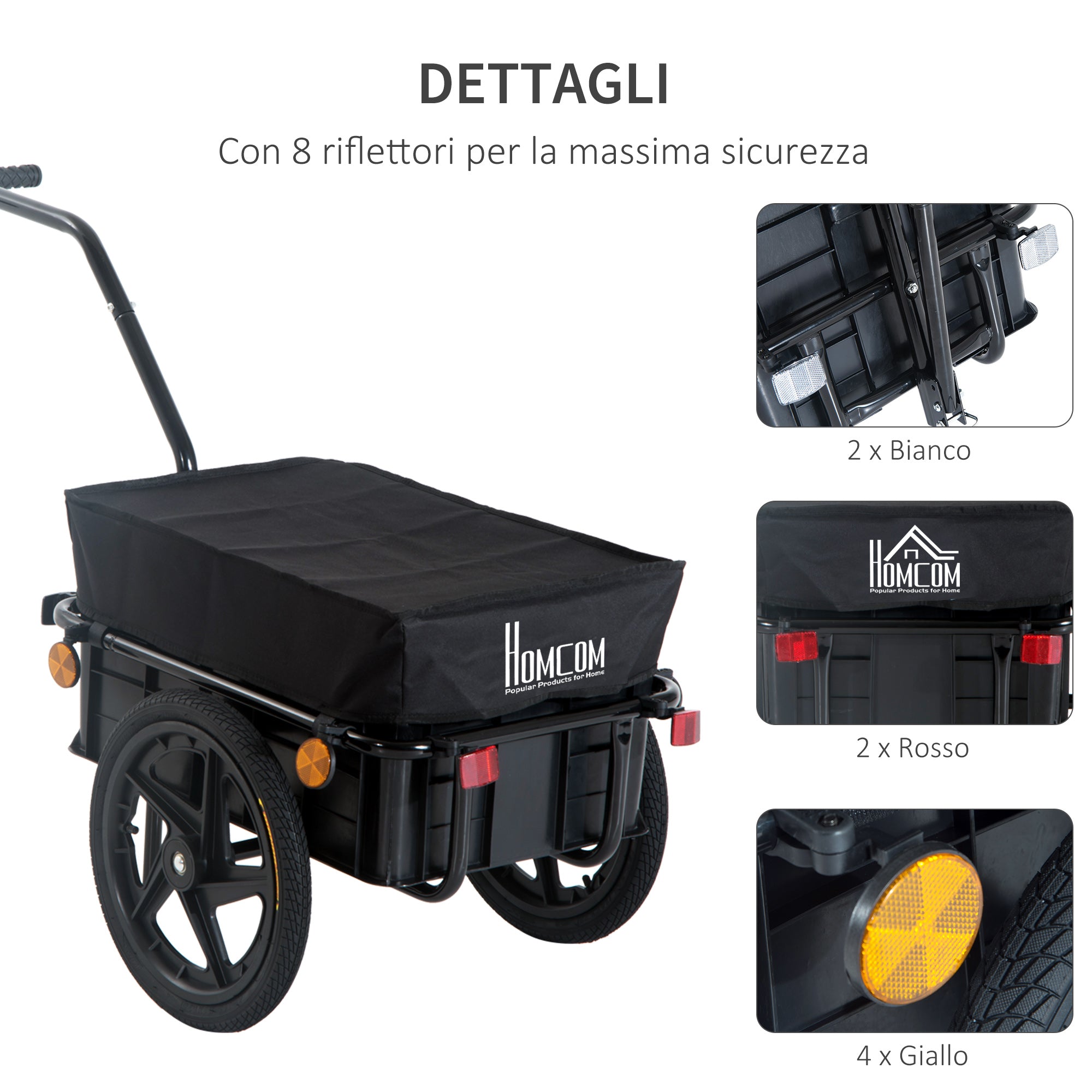 Easycomfort Rimorchio per Bicicletta Porta Oggetti in Acciaio 144×59×80cm
