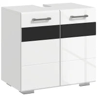 kleankin Mobile Sottolavabo in MDF con Armadietto a 2 Livelli con Ripiano Regolabile, 60x36.5x56 cm, Bianco