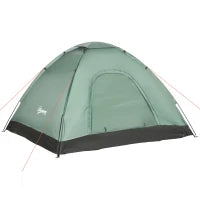 Tenda da Campeggio 2 Posti con Porta a Cerniera, Zanzariera e Sacca di Trasporto, 206x185x120cm, Verde