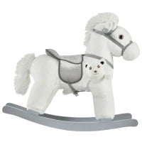 Cavallo a Dondolo con Suoni e Orsetto Incluso per Bimbi da 18-36 Mesi