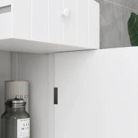 Mobiletto a Colonna Bagno Salvaspazio in MDF Bianco, Armadietto Bagno Multifunzione per Camera con 3 Ripiani 34x24x170cm