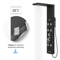 Colonna doccia york acciaio 4 funzioni display controllo temperatura 2 finiture *** finitura- nero, confezione 1