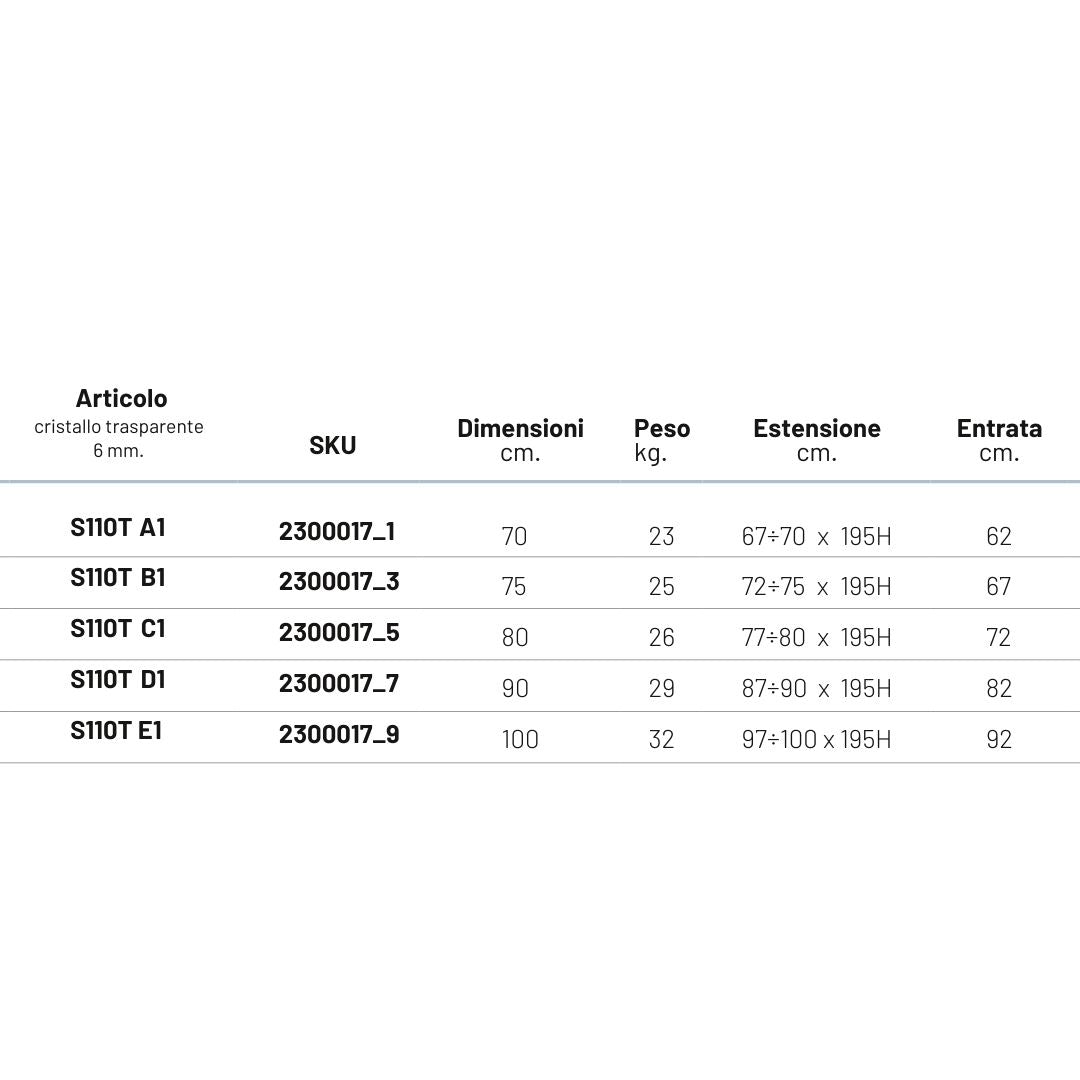 Porta nicchia doccia pieghevole modello edera cristallo temperato 6 millimetri *** misure 77-80xh195 cm stampato, con...