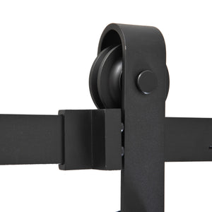 Easycomfort Binario per Porta Scorrevole Kit Accessori con Binario e Rulli Tappi in Stile Rustico Portata 90kg Acciaio al Carbone Nero
