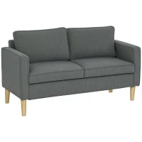 Divano 2 Posti con Spazio Contenitore e 2 Cuscini, in Tessuto Effetto Velluto e Legno, 140x63x79 cm, Grigio
