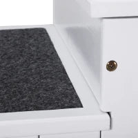 Scaletta per Cani a 3 Gradini con Tappeto Antiscivolo e Spazio Interno, 40.5x44.5x38cm, Bianco