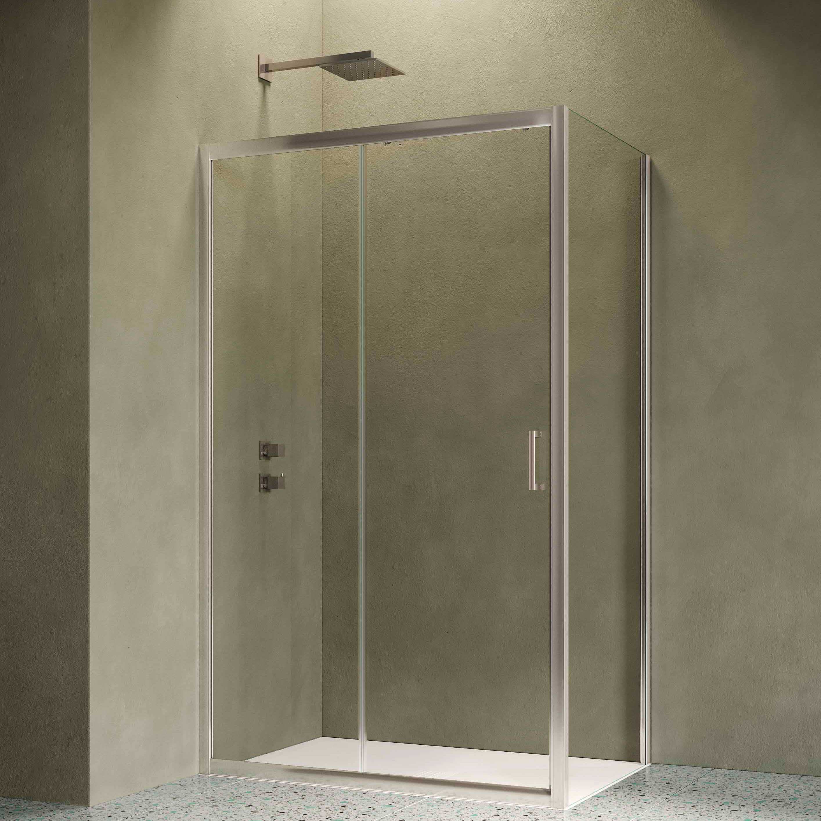 Siro - Box doccia ad angolo 100x80 cm con 1 anta scorrevole cromo/trasparente