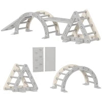 Struttura da arrampicata 5 in 1 con scivolo, arco da arrampicata, rampa doppia, per bambini di 18-48 mesi, Grigio e Bianco