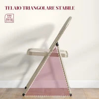 Set di 6 Sedie Pieghevoli Moderne in Acciaio e Poliestere, 45x46x78 cm, Beige