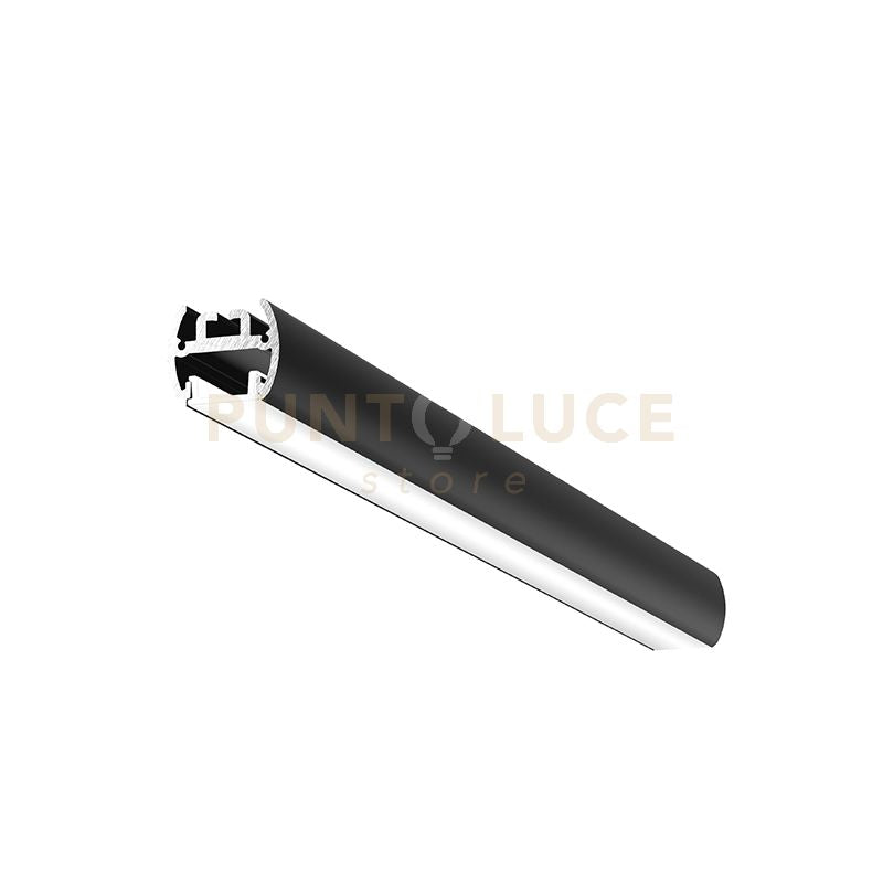 BAKU P - PROFILO IN ALLUMINIO CON DIFFUSORE AD INCASTRO BIANCO PARETE/SOFFITTO/SOSPENSIONE MT2 COLORE NERO  PIU STAFFE