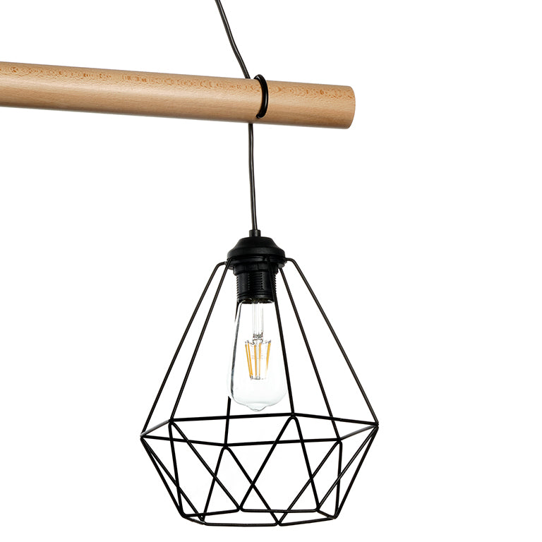 5016/2G - Lampadario In Sospensione Baldo 2 Luci Con Gabbiette