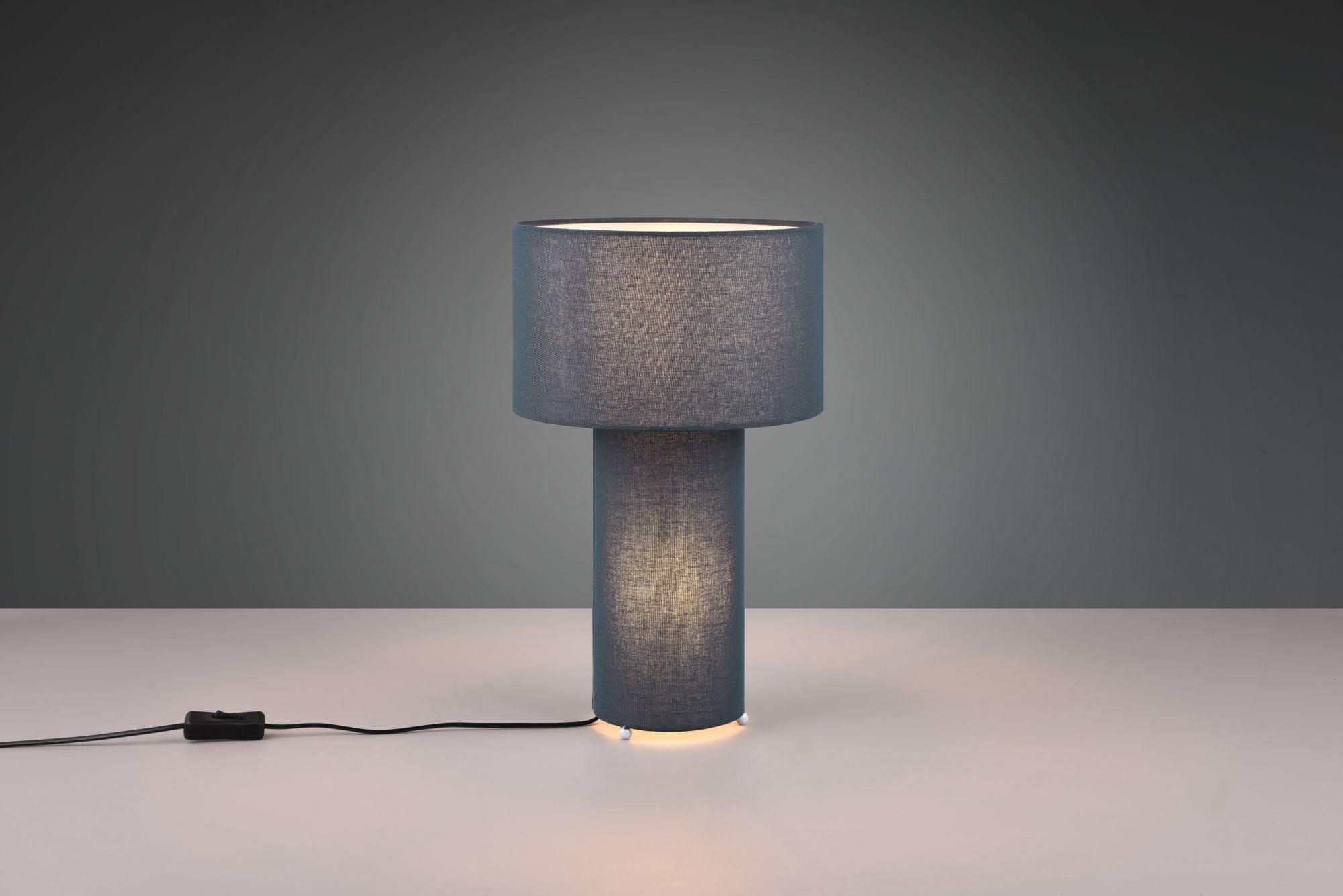 BALE LAMPADA DA TAVOLO BASE ILLUMINATA E PARALUME TESSUTO BLU H. 40CM 2 LUCI ATTACO E27