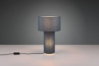 BALE LAMPADA DA TAVOLO BASE ILLUMINATA E PARALUME TESSUTO BLU H. 40CM 2 LUCI ATTACO E27
