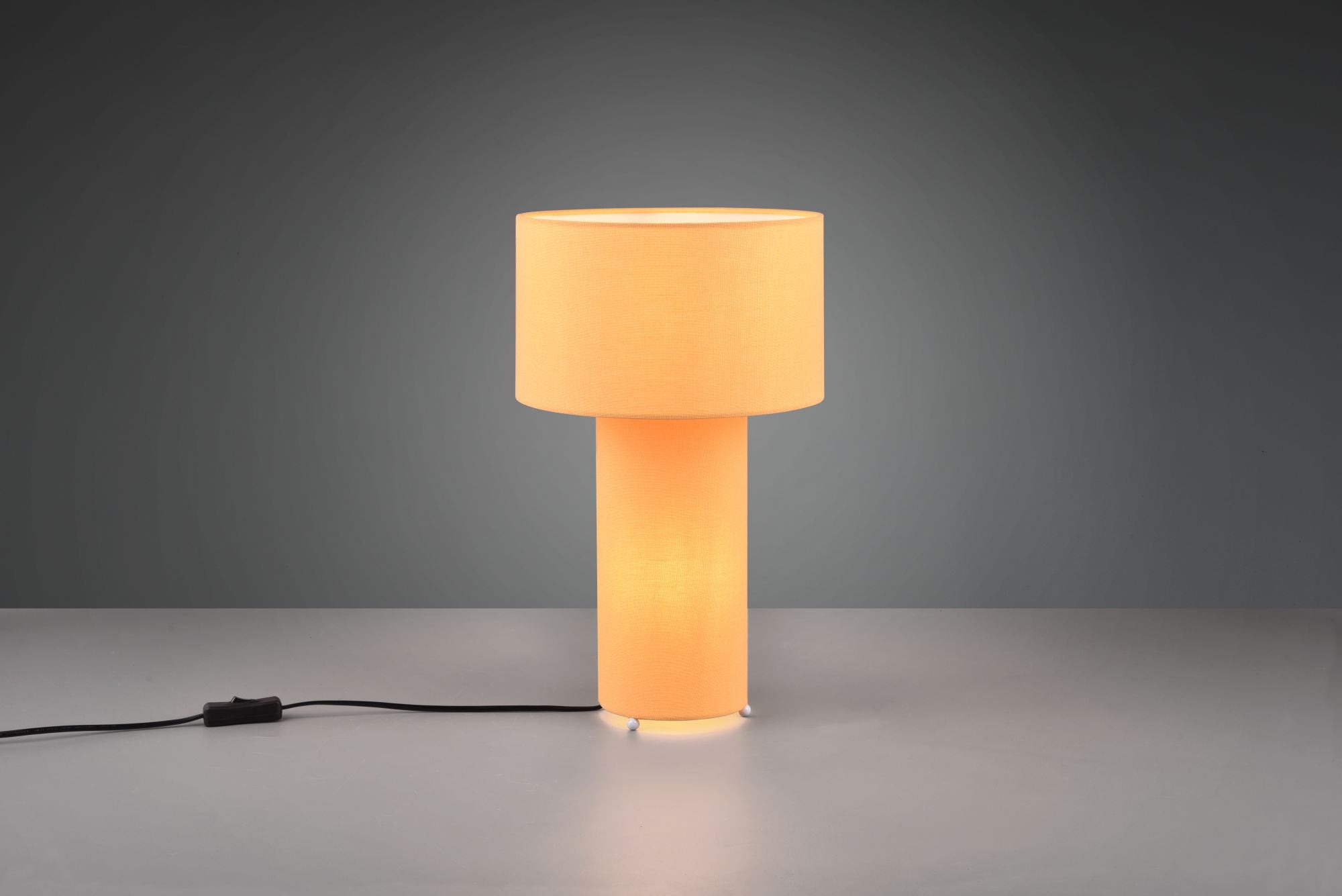 BALE LAMPADA DA TAVOLO BASE ILLUMINATA E PARALUME TESSUTO GIALLO H. 40CM 2 LUCI ATTACO E27